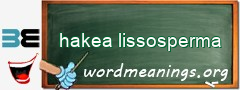 WordMeaning blackboard for hakea lissosperma